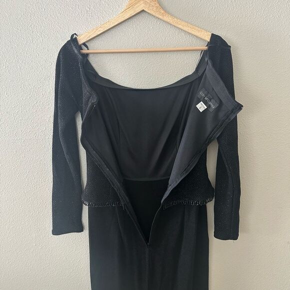 Scott McClintock Vintage 90s Black Beaded Formal Gown Maxi Dress Size 6 - Picture 9 of 11